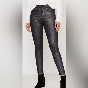 Ann Taylor LOFT High Rise Skinny Jeans Pants in Black Shimmer Size 6 6/28